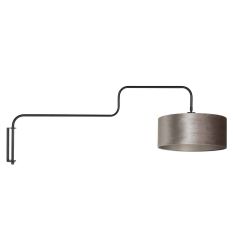 Black Wall Lamp Bloeba 4178ZW with grey velvet shade
