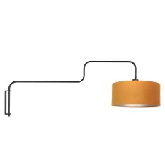 Zwarte Wandlamp Bloeba 4179ZW met goud velours kap