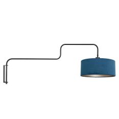 Black Wall Lamp Bloeba 4180ZW with blue velvet shade
