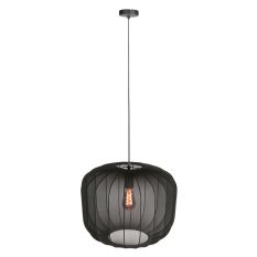Zwarte Hanglamp Sable 4192ZW Stijlvolle Verlichting met Luxe Linnen Kap
