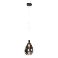 Glimsy 4199ZW Hanglamp – Zwart Glas Ø22 cm