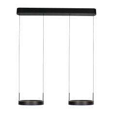 Suspension noire Mykty 4204 – Deux anneaux flottants, réglables en hauteur individuellement, 6500 lumens, 2700K