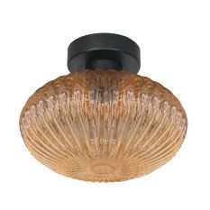 Plafonnier Bloeba 4236ZW avec verre nervuré ambré