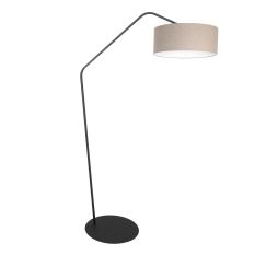 Zwarte vloerlamp Zig-Zag 4245ZW met grijs grof linnen kap – Uniek design en functioneel gebruik