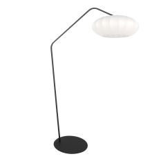 Zwarte vloerlamp Zig-Zag 4249ZW met wit zijden kap – Uniek design en functioneel gebruik