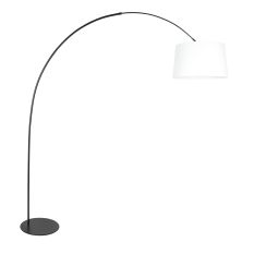 Zwarte vloerlamp Curve 4256ZW met wit linnen kap – Uniek design en functioneel gebruik