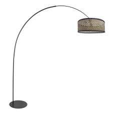 Zwarte vloerlamp Curve 4261ZW met naturel zwarte gevlochten bamboe kap – Uniek design en functioneel gebruik