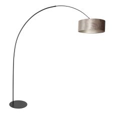Zwarte vloerlamp Curve 4263ZW met grijs velours kap – Uniek design en functioneel gebruik