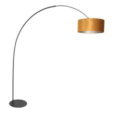 Zwarte vloerlamp Curve 4264ZW met goudkleurige velours kap – Uniek design en functioneel gebruik