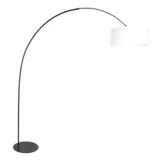 Zwarte vloerlamp Curve 4267ZW met wit grof linnen kap – Uniek design en functioneel gebruik