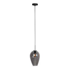 HaloSwap 4289ZW – Black pendant lamp with teardrop-shaped smoke glass Ø22.5 cm
