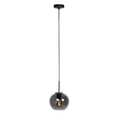 HaloSwap 4292ZW – Black pendant lamp with spherical smoke glass Ø20 cm