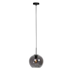 HaloSwap 4293ZW – Black pendant lamp with spherical smoke glass Ø25 cm