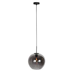 HaloSwap 4294ZW – Black pendant lamp with spherical smoke glass Ø30 cm
