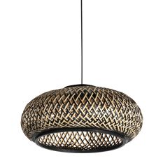 HaloSwap 4296ZW – Zwarte hanglamp met bamboe kap (Ø 50 cm)