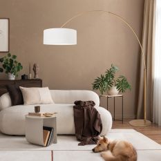 Bronskleurige Booglamp Sparkled Light 4304BR – Stijlvolle Verlichting met Grof Linnen Kap