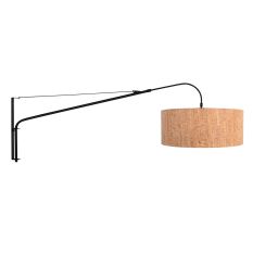 Applique Élégante Chic 4336ZW noir avec abat-jour en liège beige Ø50 cm