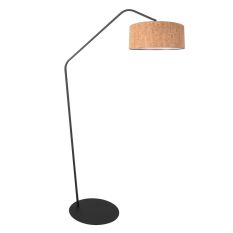 Lampe sur pied noire Zig Zag 4339ZW – design noir ludique avec abat-jour en liège