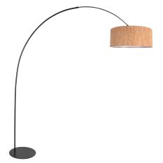 Lampe sur pied Curve 4340ZW - lampe arc noire avec abat-jour en liège