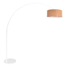 Lustre arc Sparkled Light 4341W blanc avec abat-jour en liège beige