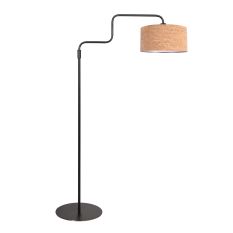 Lamp sur pied Bloeba 4347ZW noir avec abat-jour en structure de liège beige