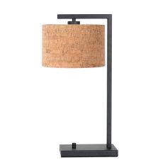Lampe de table noire Stang 4355ZW avec abat-jour en liège beige