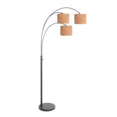 3-lampes lampadaire Sparkled Light 4356ZW avec abat-jours en liège beige