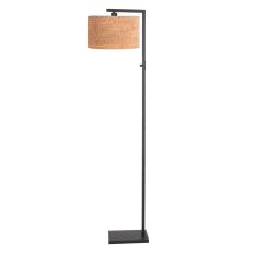 Lampe sur pied noire Stang 4358ZW avec interrupteur et abat-jour en liège beige