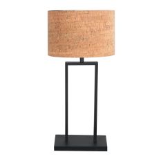 Lampe de table noire Stang 4364ZW avec abat-jour en liège beige