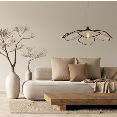 Hanglamp LumaFlora 4368CR – linnen designlamp met bladenvorm