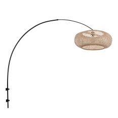 Zwarte boog wandlamp 4404ZW met naturel bamboe kap K2000HS