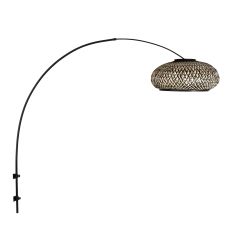 4406ZW Wall Arc Lamp Black with Woven Bamboo Shade Ø50 cm – Sparkled Light