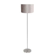 Vloerlamp Noor 4430ST – Geborsteld staal met grijze velours kap