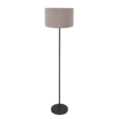 Vloerlamp Noor 4444ZW – Mattschwarz mit taupe Leinenschirm