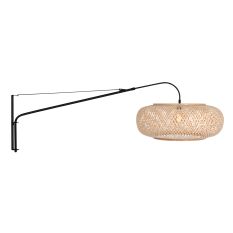 Wandlamp Elegant Classy 4448ZW – Noir avec abat-jour en bambou Ø60 cm