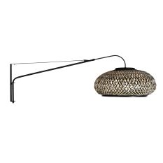 Wandlamp Elegant Classy 4450ZW – Noir avec abat-jour en bambou tressé Ø50 cm
