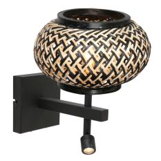 Nox Light 4456ZW – applique avec abat-jour en bambou et lampe de lecture