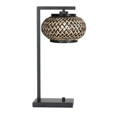 Nox Light 4461ZW – lampe de table avec abat-jour en bambou et cadre noir