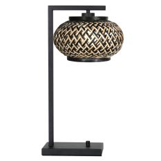 Nox Light 4461ZW – lampe de table avec abat-jour en bambou et cadre noir