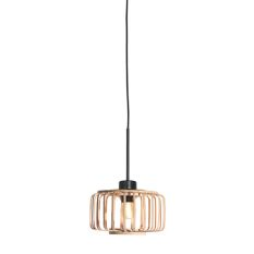 Hanglamp Sparkled Light 4475ZW – Black pendant lamp with bamboo shade Ø20 cm