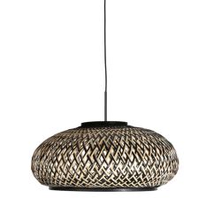 Nox Light 4476ZW – lampe de sol en bambou tressé noir et naturel Ø50