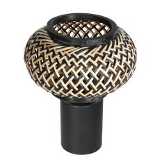 Nox Light 4498ZW – lampe de table avec abat-jour en bambou et design noir