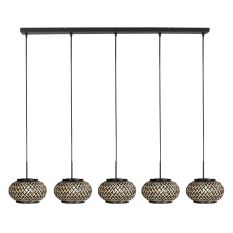 Nox Light 4528ZW – suspension avec 5 abat-jours en bambou