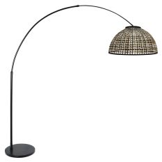 Nox Light 4561ZW – lamp arc avec abat-jour en bambou semi-circulaire de 60 cm