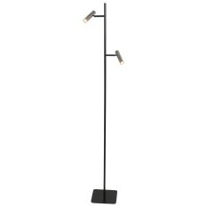 Lampe sur pied Lumo 4608ST – lampe de lecture contemporaine à deux lumières avec des accents en acier