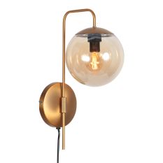 Wall lamp Bollique 4609BR bronze-colored lamp with amber glass