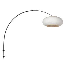 Lampe murale arc Silva Alba 4619ZW noire avec abat-jour en lin Ø60 cm