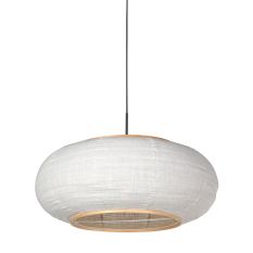 Suspension Silva Alba 4640ZW noire avec abat-jour en lin Ø60 cm
