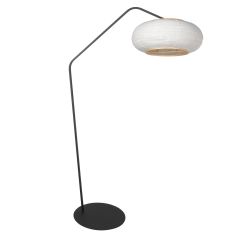 Lampe sur pied noire Zig-Zag 4641ZW - avec abat-jour en lin chaleureux