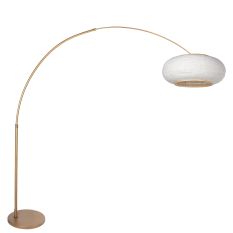 Lamp arc Silva Alba 4672BR en bronze avec abat-jour en lin Ø60 cm